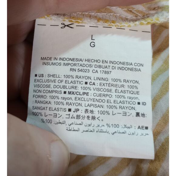 Old Navy Dress Womens Large Yellow White Striped Smocked Sundress Summer Pockets - Picture 7 of 8